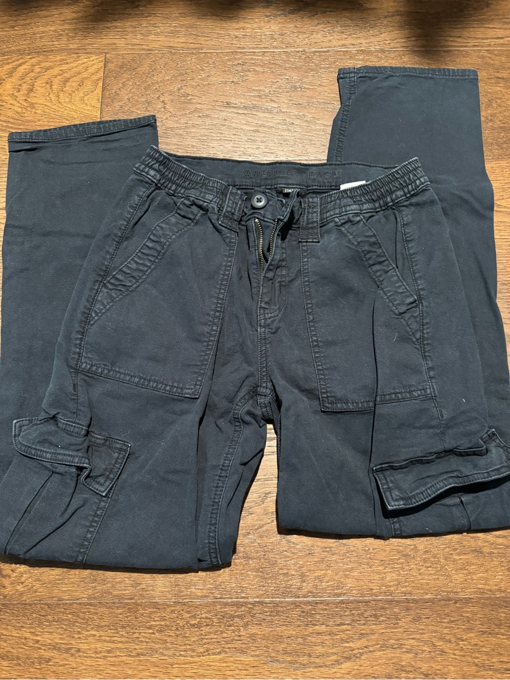 American Eagle Outfitters Black Relaxed Cargo Jumpsuit Pants